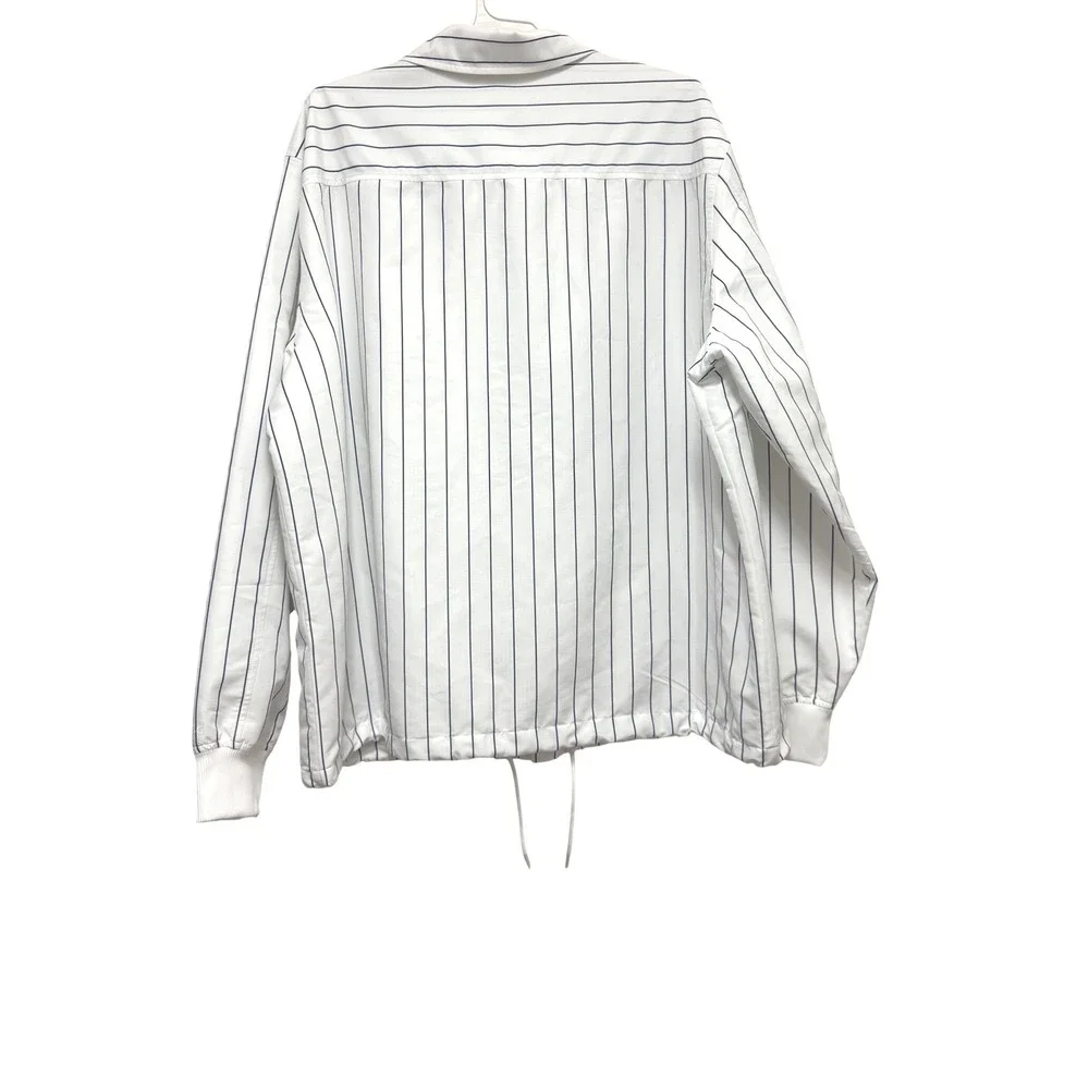 DSG Mens Coach's Jacket XL Pinstripe Pure White Water Repellent Snap Front New
